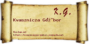 Kvasznicza Gábor névjegykártya